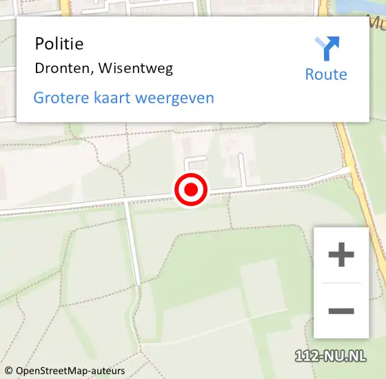 Locatie op kaart van de 112 melding: Politie Dronten, Wisentweg op 15 juni 2016 13:04