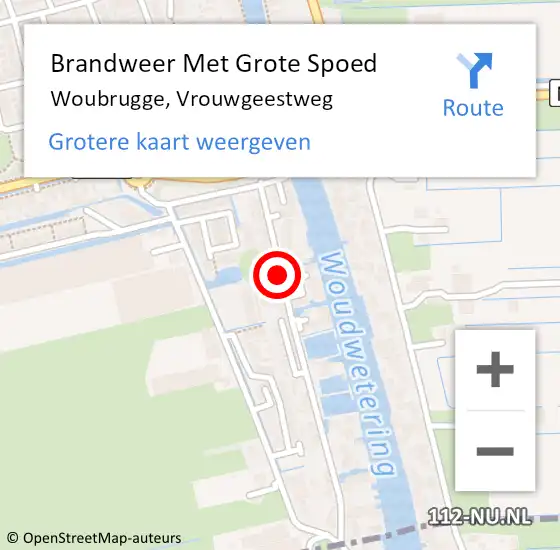 Locatie op kaart van de 112 melding: Brandweer Met Grote Spoed Naar Woubrugge, Vrouwgeestweg op 15 juni 2016 13:17