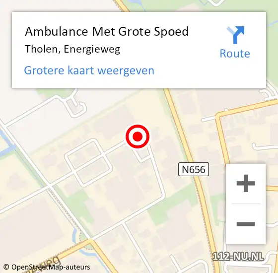 Locatie op kaart van de 112 melding: Ambulance Met Grote Spoed Naar Tholen, Energieweg op 15 juni 2016 14:18