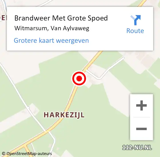 Locatie op kaart van de 112 melding: Brandweer Met Grote Spoed Naar Witmarsum, van Aylvaweg op 15 juni 2016 14:39