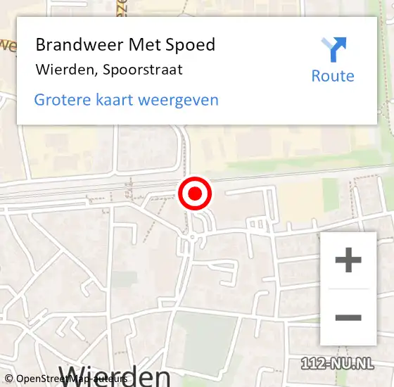 Locatie op kaart van de 112 melding: Brandweer Met Spoed Naar Wierden, Spoorstraat op 15 juni 2016 14:51
