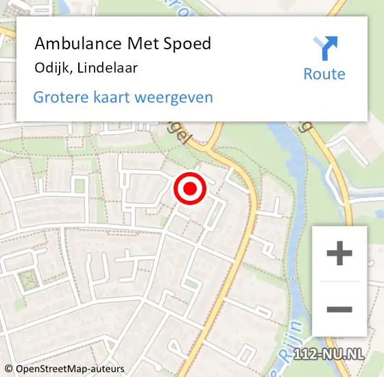 Locatie op kaart van de 112 melding: Ambulance Met Spoed Naar Odijk, Lindelaar op 15 juni 2016 15:55