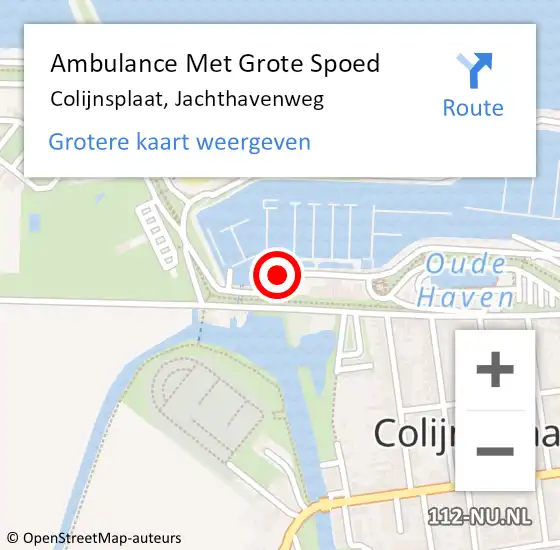 Locatie op kaart van de 112 melding: Ambulance Met Grote Spoed Naar Colijnsplaat, Jachthavenweg op 18 december 2013 11:03