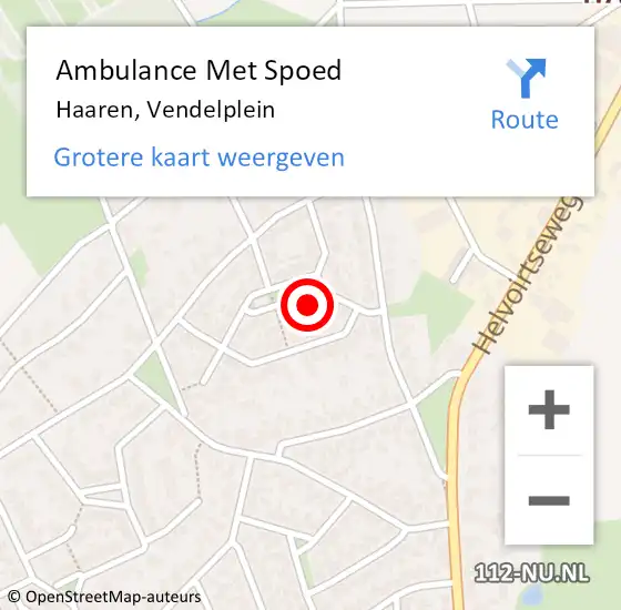 Locatie op kaart van de 112 melding: Ambulance Met Spoed Naar Haaren, Vendelplein op 15 juni 2016 16:45