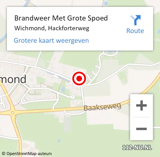 Locatie op kaart van de 112 melding: Brandweer Met Grote Spoed Naar Wichmond, Hackforterweg op 15 juni 2016 16:53