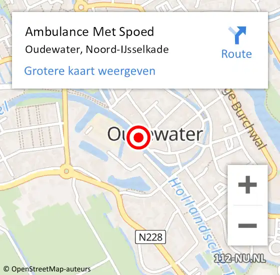 Locatie op kaart van de 112 melding: Ambulance Met Spoed Naar Oudewater, Noord-IJsselkade op 15 juni 2016 17:09