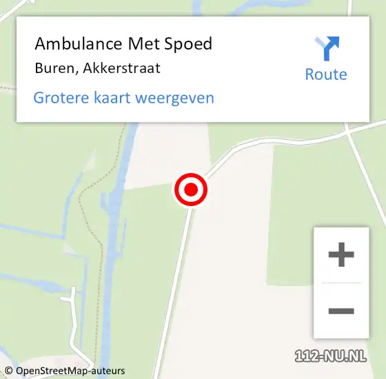 Locatie op kaart van de 112 melding: Ambulance Met Spoed Naar Buren, Akkerstraat op 15 juni 2016 17:31