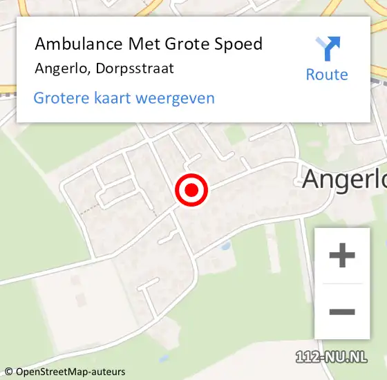 Locatie op kaart van de 112 melding: Ambulance Met Grote Spoed Naar Angerlo, Dorpsstraat op 15 juni 2016 18:10