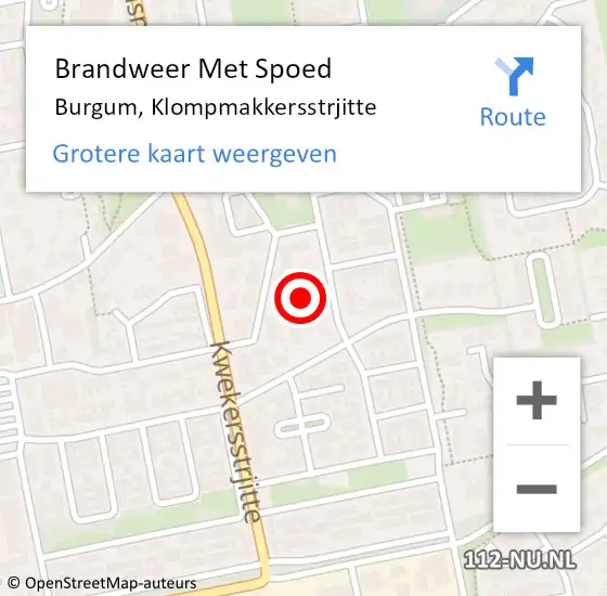 Locatie op kaart van de 112 melding: Brandweer Met Spoed Naar Burgum, Klompmakkersstrjitte op 15 juni 2016 18:12