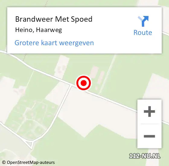 Locatie op kaart van de 112 melding: Brandweer Met Spoed Naar Heino, Haarweg op 15 juni 2016 18:18