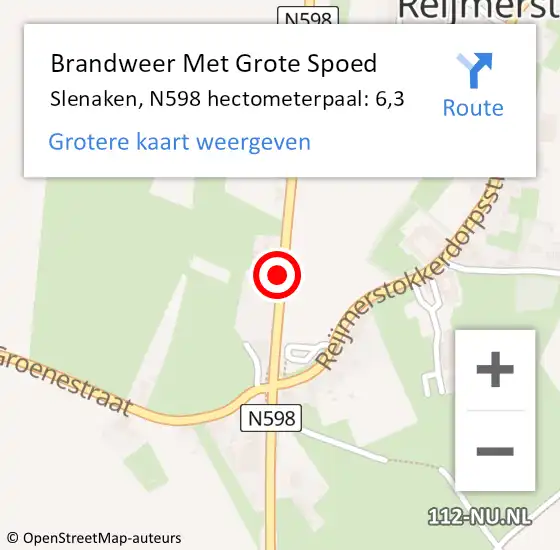 Locatie op kaart van de 112 melding: Brandweer Met Grote Spoed Naar Slenaken, N598 hectometerpaal: 6,3 op 15 juni 2016 18:19