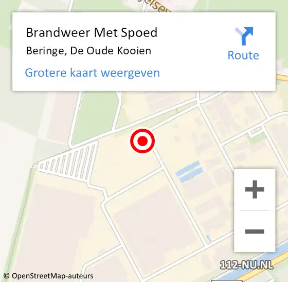 Locatie op kaart van de 112 melding: Brandweer Met Spoed Naar Beringe, De Oude Kooien op 15 juni 2016 18:24