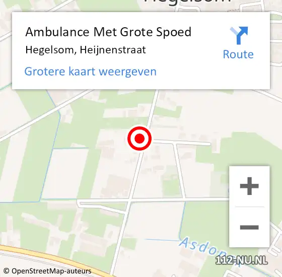Locatie op kaart van de 112 melding: Ambulance Met Grote Spoed Naar Hegelsom, Heijnenstraat op 15 juni 2016 19:10