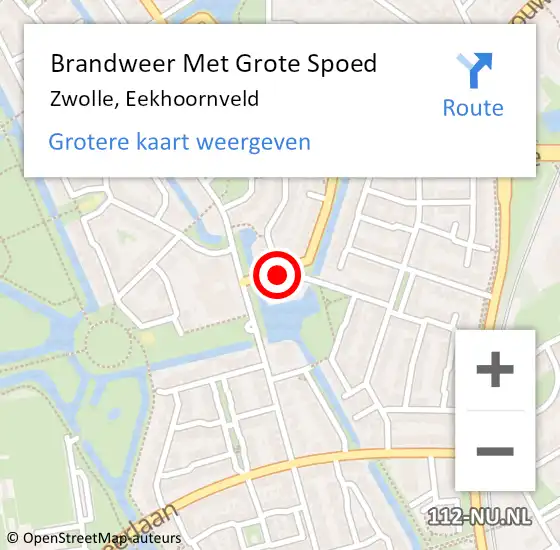 Locatie op kaart van de 112 melding: Brandweer Met Grote Spoed Naar Zwolle, Eekhoornveld op 15 juni 2016 19:29