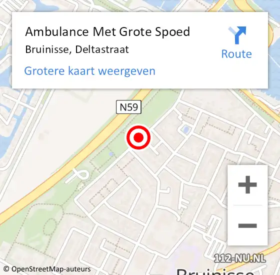 Locatie op kaart van de 112 melding: Ambulance Met Grote Spoed Naar Bruinisse, Deltastraat op 15 juni 2016 20:06