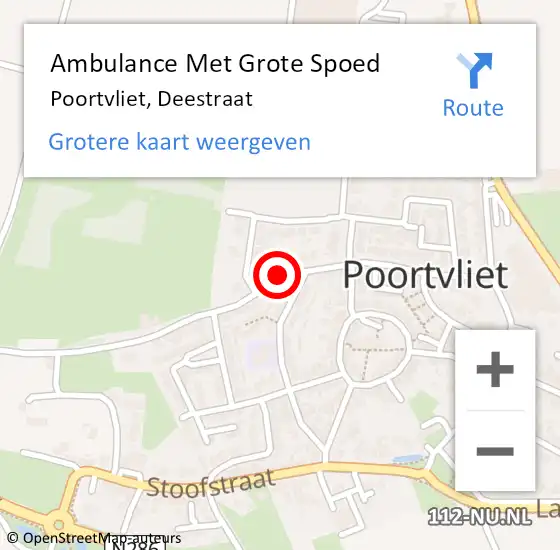 Locatie op kaart van de 112 melding: Ambulance Met Grote Spoed Naar Poortvliet, Deestraat op 15 juni 2016 20:23