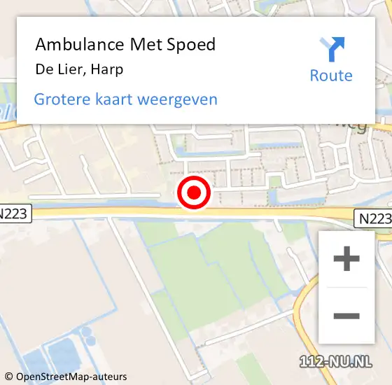 Locatie op kaart van de 112 melding: Ambulance Met Spoed Naar De Lier, Harp op 15 juni 2016 20:44