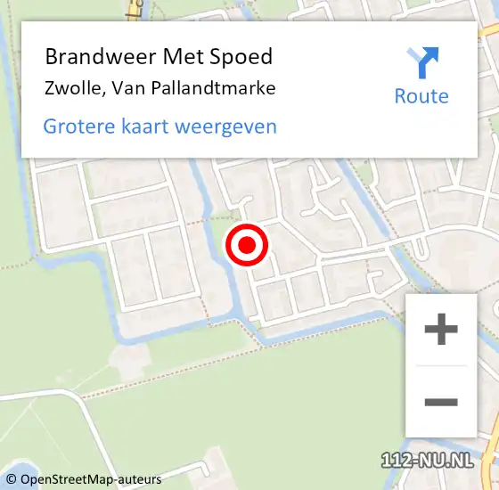 Locatie op kaart van de 112 melding: Brandweer Met Spoed Naar Zwolle, Van Pallandtmarke op 15 juni 2016 20:51