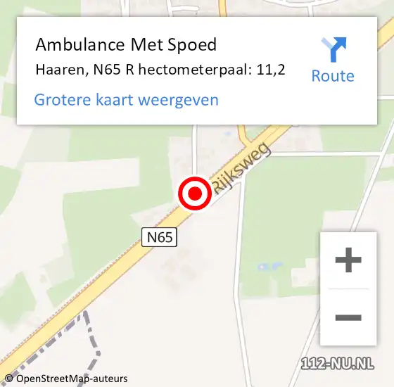 Locatie op kaart van de 112 melding: Ambulance Met Spoed Naar Helvoirt, N65 R hectometerpaal: 9,0 op 15 juni 2016 21:07