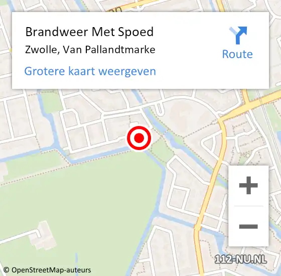 Locatie op kaart van de 112 melding: Brandweer Met Spoed Naar Zwolle, Van Pallandtmarke op 15 juni 2016 22:43