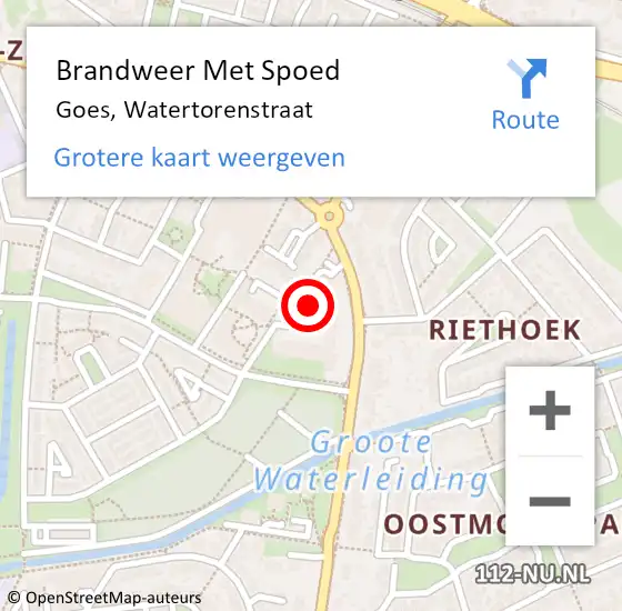 Locatie op kaart van de 112 melding: Brandweer Met Spoed Naar Goes, Watertorenstraat op 15 juni 2016 23:37