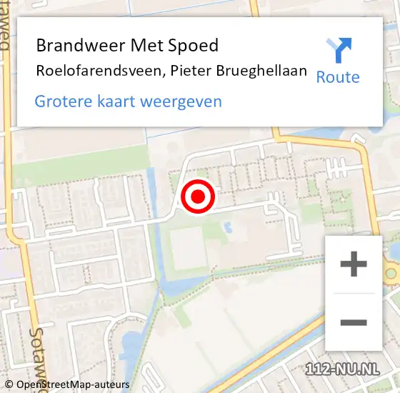 Locatie op kaart van de 112 melding: Brandweer Met Spoed Naar Roelofarendsveen, Pieter Brueghellaan op 16 juni 2016 00:43