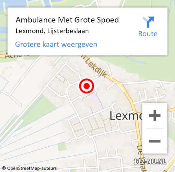 Locatie op kaart van de 112 melding: Ambulance Met Grote Spoed Naar Lexmond, Lijsterbeslaan op 16 juni 2016 02:43