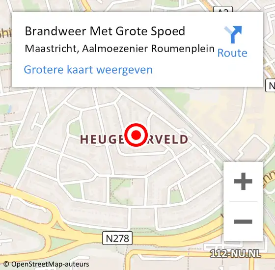Locatie op kaart van de 112 melding: Brandweer Met Grote Spoed Naar Maastricht, Aalmoezenier Roumenplein op 16 juni 2016 03:21