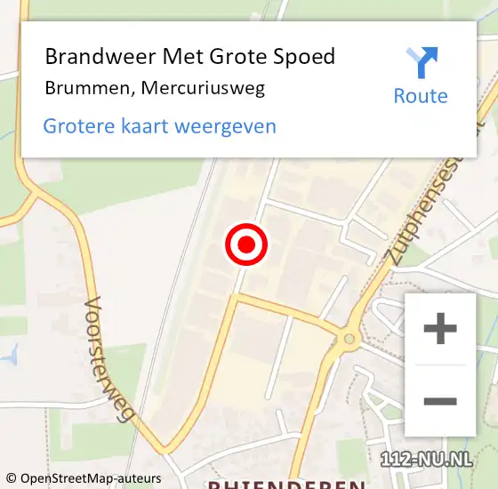 Locatie op kaart van de 112 melding: Brandweer Met Grote Spoed Naar Brummen, Mercuriusweg op 16 juni 2016 03:44