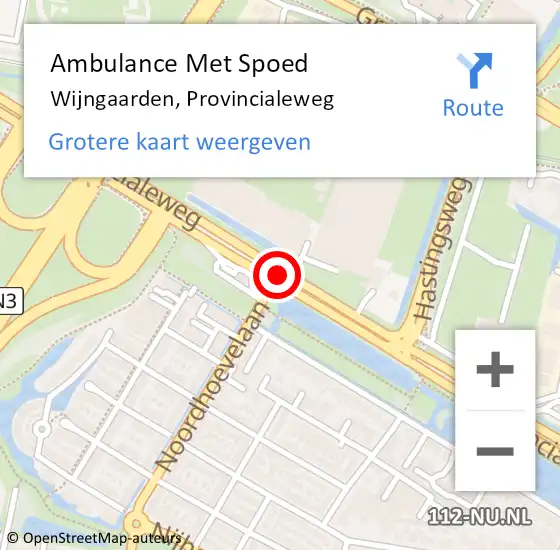 Locatie op kaart van de 112 melding: Ambulance Met Spoed Naar Wijngaarden, Provincialeweg op 16 juni 2016 07:34