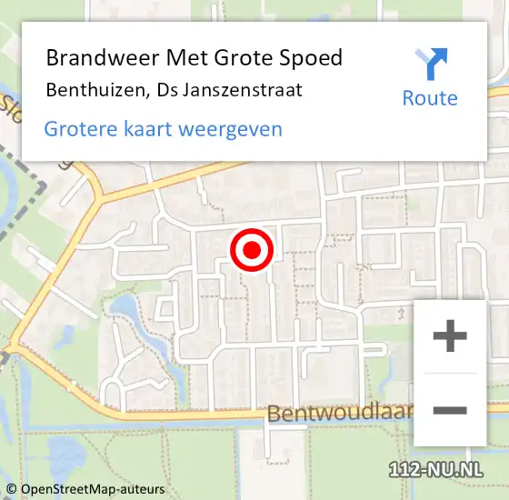 Locatie op kaart van de 112 melding: Brandweer Met Grote Spoed Naar Benthuizen, Ds Janszenstraat op 16 juni 2016 07:46