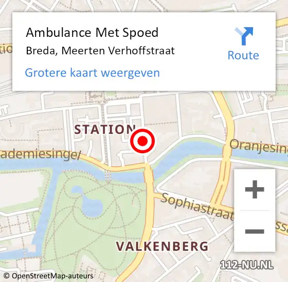 Locatie op kaart van de 112 melding: Ambulance Met Spoed Naar Breda, Meerten Verhoffstraat op 16 juni 2016 07:51