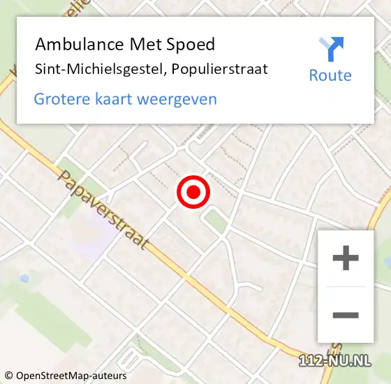 Locatie op kaart van de 112 melding: Ambulance Met Spoed Naar Sint-Michielsgestel, Populierstraat op 16 juni 2016 07:59