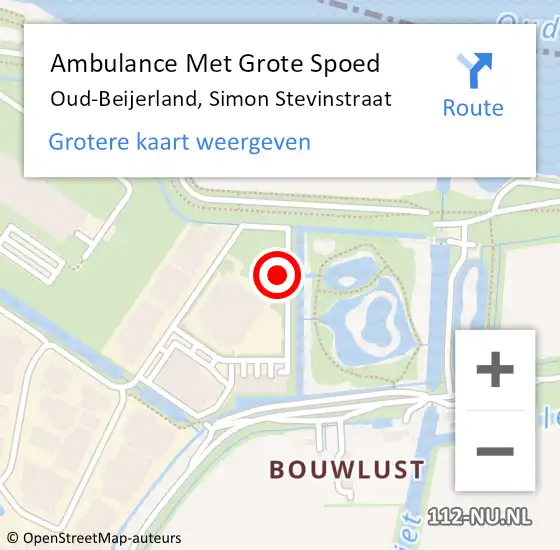 Locatie op kaart van de 112 melding: Ambulance Met Grote Spoed Naar Oud-Beijerland, Simon Stevinstraat op 16 juni 2016 08:50