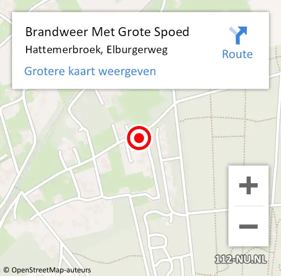 Locatie op kaart van de 112 melding: Brandweer Met Grote Spoed Naar Hattemerbroek, Elburgerweg op 16 juni 2016 09:02