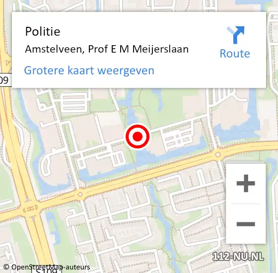 Locatie op kaart van de 112 melding: Politie Amstelveen, Prof E M Meijerslaan op 16 juni 2016 09:12