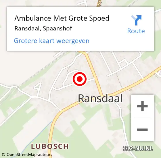 Locatie op kaart van de 112 melding: Ambulance Met Grote Spoed Naar Ransdaal, Spaanshof op 16 september 2013 13:42