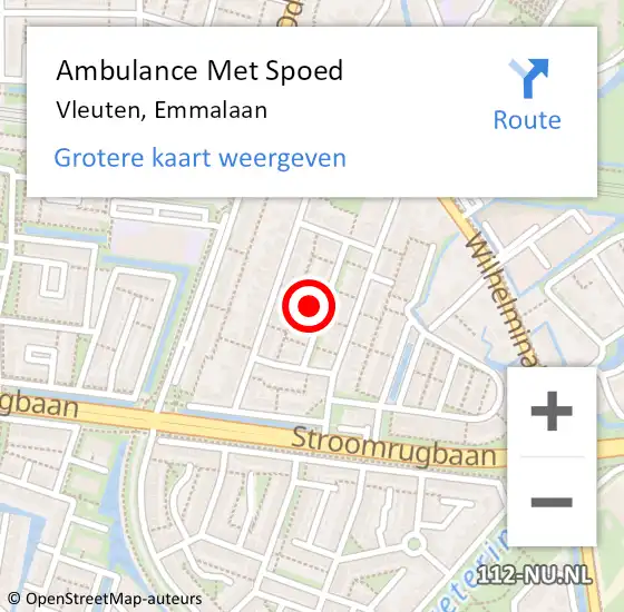 Locatie op kaart van de 112 melding: Ambulance Met Spoed Naar Vleuten, Emmalaan op 18 december 2013 12:10