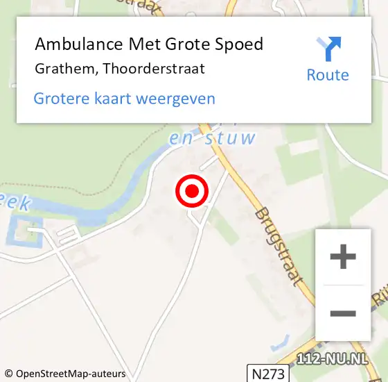 Locatie op kaart van de 112 melding: Ambulance Met Grote Spoed Naar Grathem, Thoorderstraat op 16 juni 2016 11:14