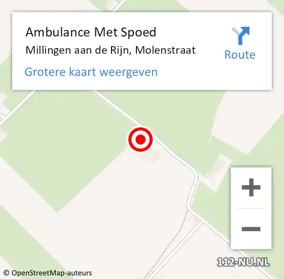 Locatie op kaart van de 112 melding: Ambulance Met Spoed Naar Millingen aan de Rijn, Molenstraat op 16 juni 2016 11:32