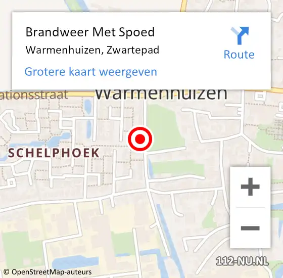 Locatie op kaart van de 112 melding: Brandweer Met Spoed Naar Warmenhuizen, Zwartepad op 16 juni 2016 11:44