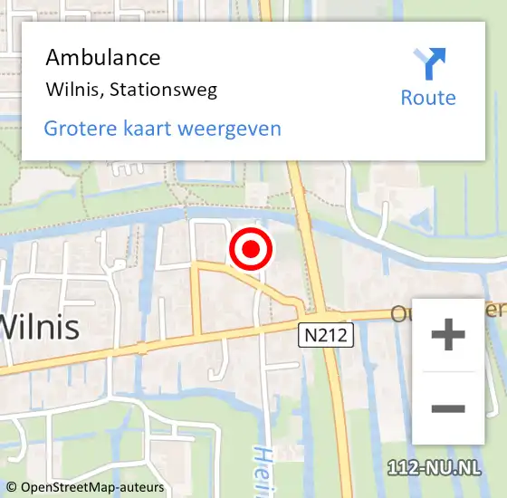 Locatie op kaart van de 112 melding: Ambulance Wilnis, Stationsweg op 16 juni 2016 12:14