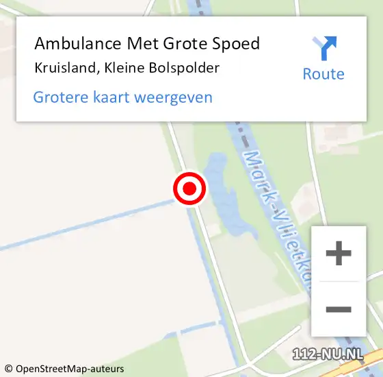 Locatie op kaart van de 112 melding: Ambulance Met Grote Spoed Naar Kruisland, Kleine Bolspolder op 16 juni 2016 12:20