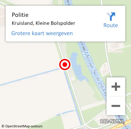 Locatie op kaart van de 112 melding: Politie Kruisland, Kleine Bolspolder op 16 juni 2016 12:36