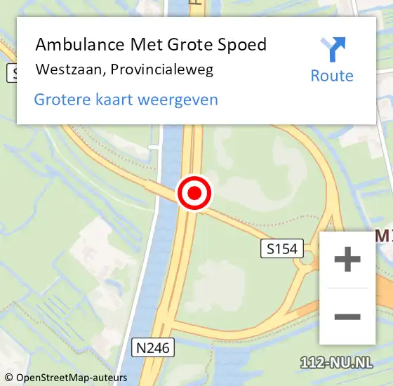 Locatie op kaart van de 112 melding: Ambulance Met Grote Spoed Naar Westzaan, Provincialeweg op 16 juni 2016 12:40