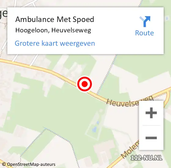 Locatie op kaart van de 112 melding: Ambulance Met Spoed Naar Hoogeloon, Heuvelseweg op 16 juni 2016 12:41