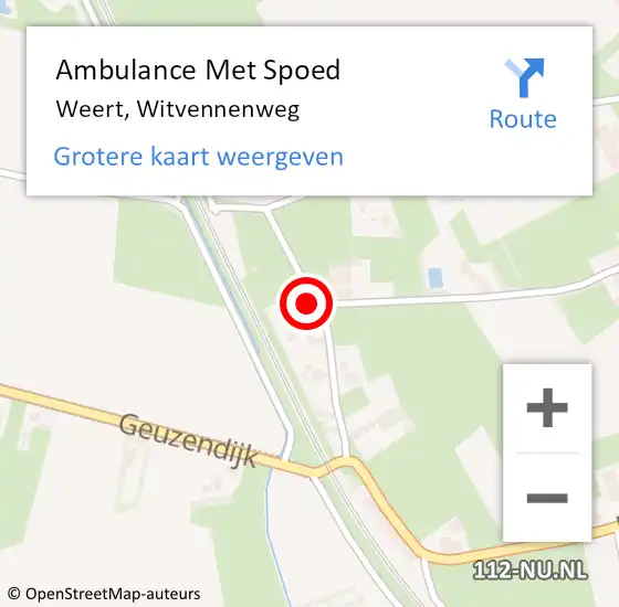 Locatie op kaart van de 112 melding: Ambulance Met Spoed Naar Weert, Witvennenweg op 16 juni 2016 12:54