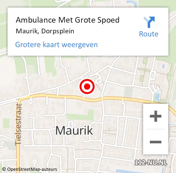 Locatie op kaart van de 112 melding: Ambulance Met Grote Spoed Naar Maurik, Dorpsplein op 16 juni 2016 12:57