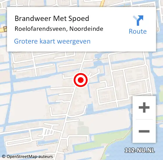 Locatie op kaart van de 112 melding: Brandweer Met Spoed Naar Roelofarendsveen, Noordeinde op 16 juni 2016 14:22