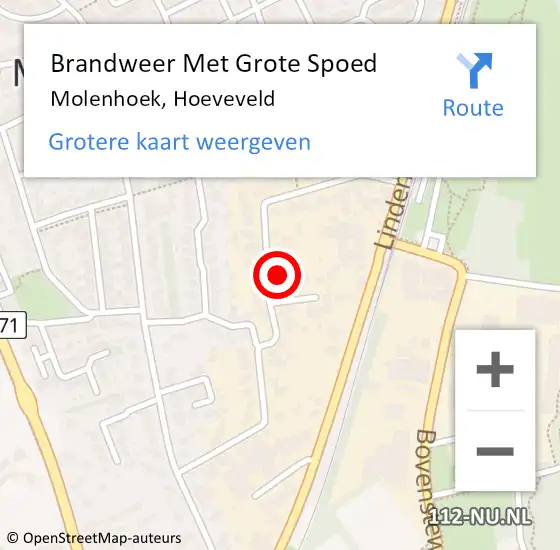 Locatie op kaart van de 112 melding: Brandweer Met Grote Spoed Naar Molenhoek, Hoeveveld op 16 juni 2016 14:42